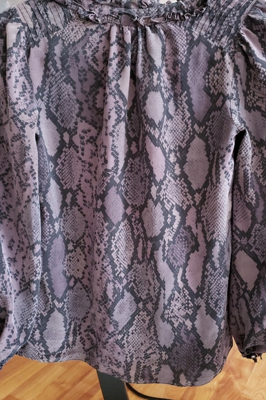 Rebecca Taylor Grey/Blk. Classic Silk Blouse Sz: S - Picture 3 of 6